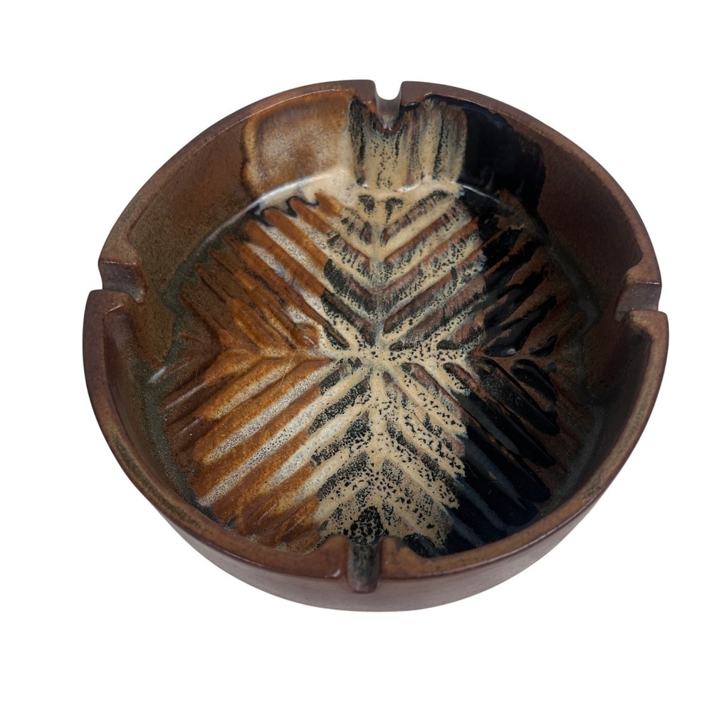 Vtg Pottery Craft Ashtray Jewelry Earring MCM Mid Century Modern Ceramic Rustic‎